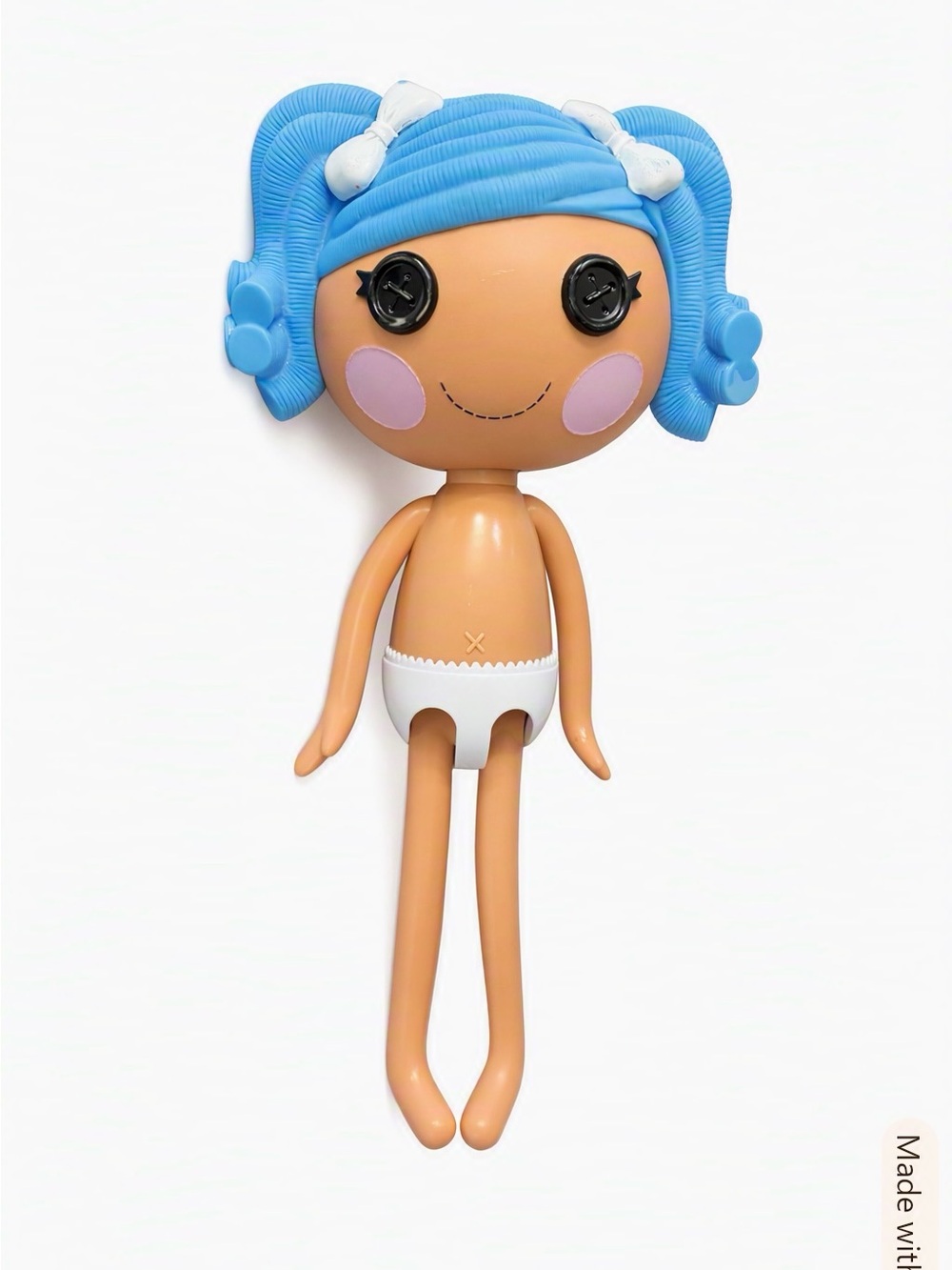 Lalaloopsy Mittens Fluff N Stuff 13" Doll MGA Blue Hair White Bows Button Eyes